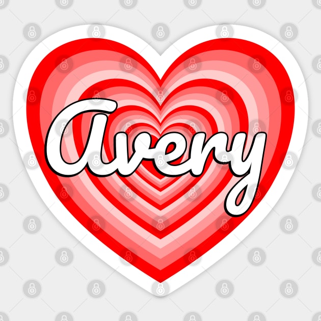 I Love Avery Heart Avery Name Funny Avery Sticker by Popular Objects™